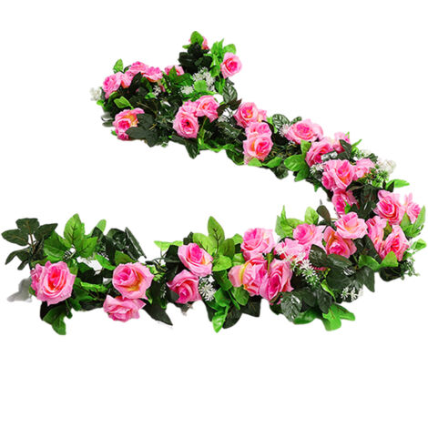 Piante artificiali di vite rosa (230 cm), 4 confezioni di fiori di vite finti per matrimoni, feste in casa e decorazioni artistiche da giardino.