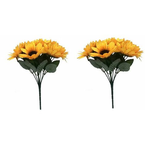 Piante artificiali, fiori artificiali, fiori artificiali, girasoli a dieci denti, piante artificiali, girasoli da giardino e decorazione di piante verdi ( 2)