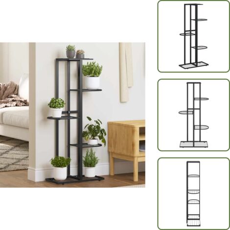 Piante decorative - vidaXL Piedistallo per Piante a 5 Piani 43x22x98 cm in Metallo Nero - Supporto per piante a 5 livelli