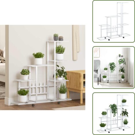 Piante in casa - vidaXL Portapiante con Ruote 94,5x25x92,5 cm Bianco in Metallo - Decorazione casa