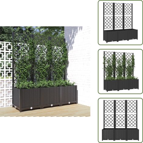 Piante rampicanti - vidaXL Fioriera da giardino con traliccio nera 120x40x136 cm PP - Fiori