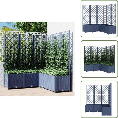 Piante rampicanti - vidaXL Fioriera da Giardino Graticcio Grigio Blu 120x120x136cm PP - Pomodori