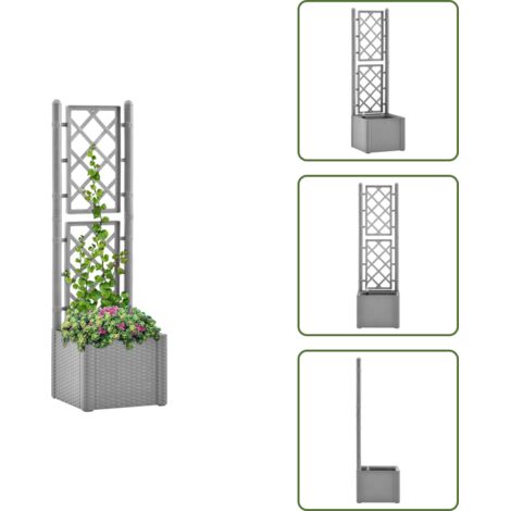Piante rampicanti - vidaXL Letto Rialzato da Giardino con Graticcio e Irrigazione Grigio - Struttura in rattan