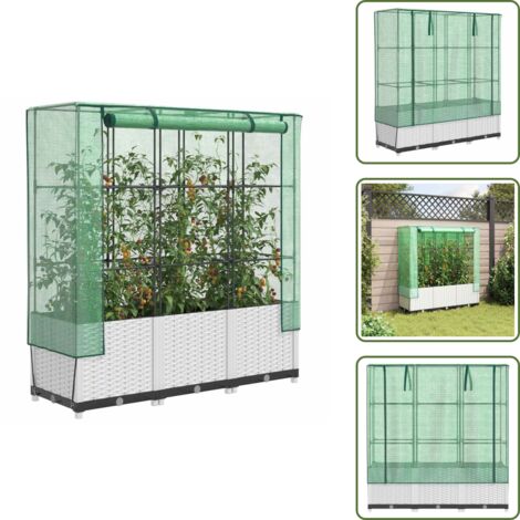 Piante - vidaXL Letto Rialzato con Copertura Serra Effetto Rattan 120x40x138 cm - Verdure