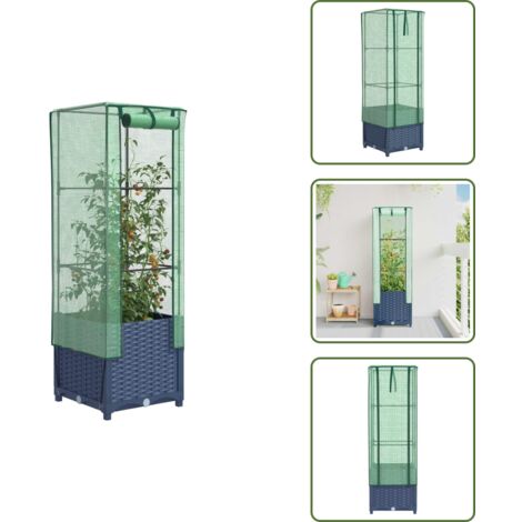 Piante - vidaXL Letto Rialzato con Copertura Serra Effetto Rattan 40x40x139 cm - Verdure