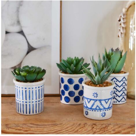 Piantina grassa artidiciale in vasetto di ceramica