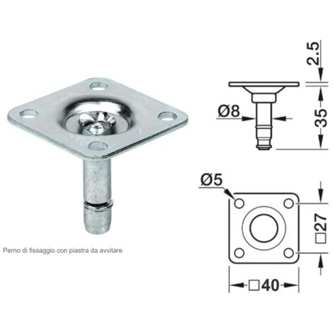 PIASTRA 40X40 661.34.995 CON PERNO AD INNESTO PER BIRUOTA D.40-50 NORMALE O FRENATA