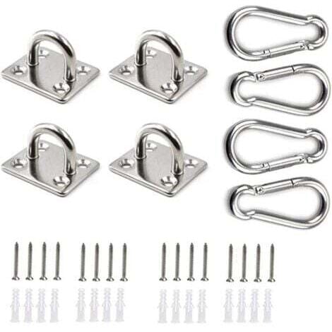 Piastra Per Occhielli In Acciaio Inossidabile 4 Pezzi Vi Per Montaggio A Gancio Tenac&agrave; Montaggio A Soffto E A Parete Set Di Raccordi Hardware Per Corda Decorativa