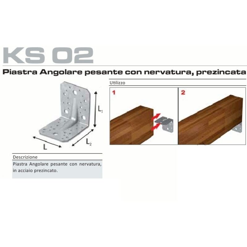 Tecfi - Piastra angolare pesante con nervatura 105x105x90 - 2,5 mm angolo per legno