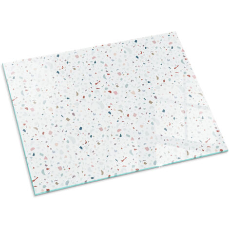 Piastra Decorativa in Vetro per Camino Vetro Resistente al Calore Protezione del Pavimento dal Calore Motivo con piccole forme 80x60 cm
