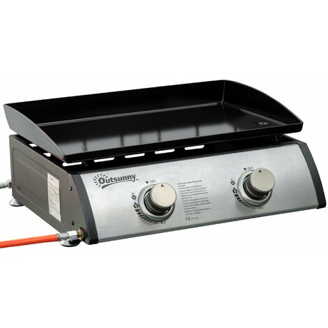 Piastra di Cottura a Gas GPL 48,5x46x21 cm da Tavolo con 2 Bruciatori da 6kW Nero