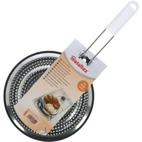 Piastra di cottura frangi fiamma stagnata con manico diametro 21 cm - metaltex
