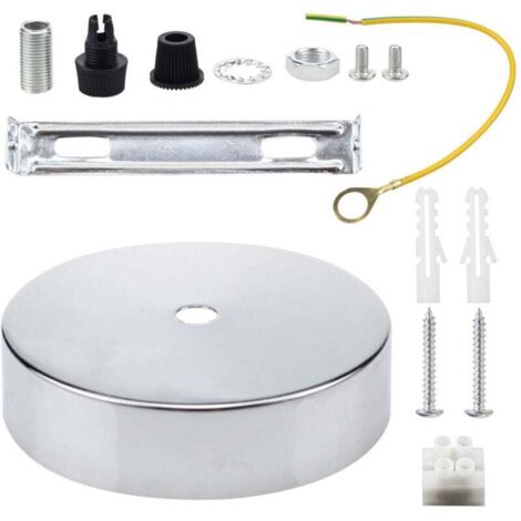 Piastra di fissaggio flessibile per cavo pendente a rosone da soffitto per lampada da 100 mm Scegli lampada a sospensione Set completo Cromo