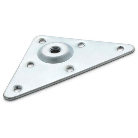 Blister con 4 piastre di fissaggio in acciaio per gambe metriche m8 colore zincato nichelato mod.484. altezza 7mm REI