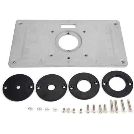 Piastra di inserimento per tavolo fresatrice in alluminio, piastra fresatrice con 4 anelli e viti per banchi da falegnameria, 235 mm x 120 mm x 8 mm