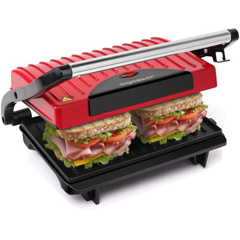 Image of Piastra elettrica per panini grill sandwich 750W rosso Aigostar