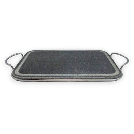 Piastra in pietra lavica telaio rettangolare per barbecue in ferro 35x22x1,5 cm