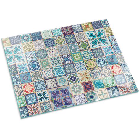Piastra Per Camino Decorazione Per Pavimento In Vetro Per Camino Per Focolare Moderno per la legna Motivo a mosaico su piastrelle 80x60 cm