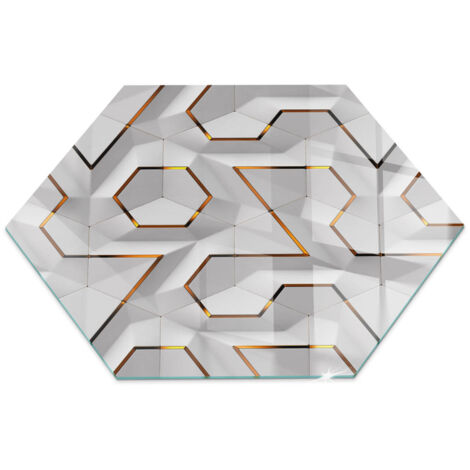 Piastra per Camino di Vetro Temperato Premium Design Elegante e Sicuro Protezione del Pavimento dal Calore Motivo geometrico 3D h40 cm