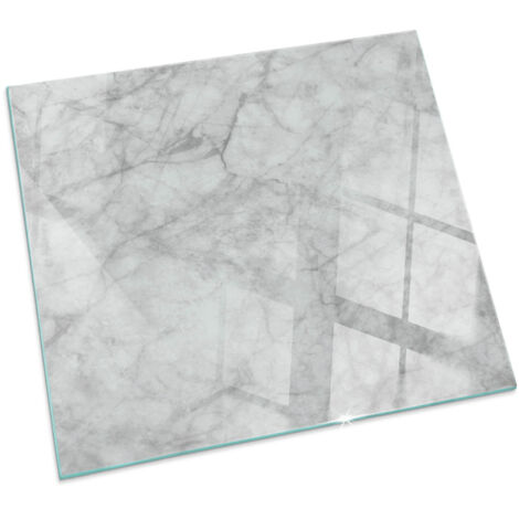 Piastra per Camino di Vetro Temperato Premium Design Elegante e Sicuro Protezione del Pavimento dal Calore struttura marmorizzata Quadrato 50x50