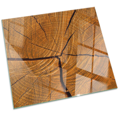 Piastra per Camino di Vetro Temperato Premium Design Elegante e Sicuro Protezione del Pavimento dal Calore Venature del legno 60x60