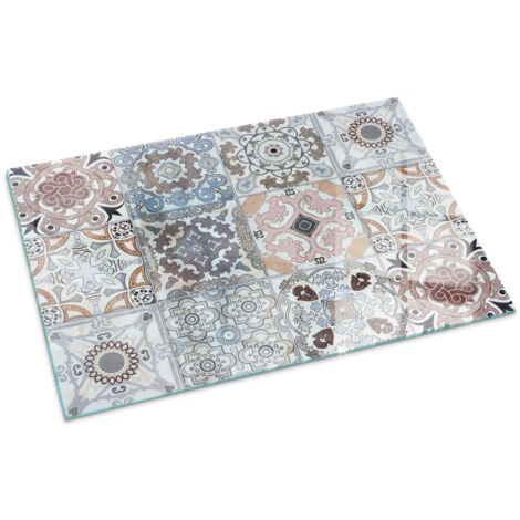 Piastra per Camino di Vetro Temperato Protezione del Pavimento dal Calore Resistente a Scintille e Graffi Motivo a mosaico su piastrelle 100x70 cm