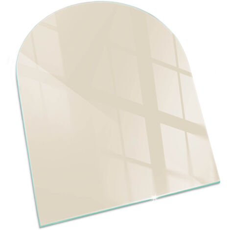 Piastra per Camino di Vetro Temperato Protezione per Caminetto dal Calore Resistente a Scintille e Graffi  Colore Beige 80x70 cm