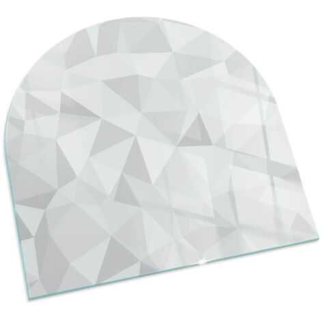 Piastra per Camino di Vetro Temperato Protezione per Caminetto dal Calore Resistente a Scintille e Graffi  Motivo geometrico astratto 100x100 cm