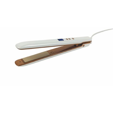 PIASTRA PER CAPELLI DIGITALE IN ACCIAIO E PLASTICA 30 W IN COLORE BIANCO ORO