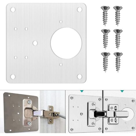 Piastra per riparazione cerniera staffe acciaio 9x9 cm c/viti ante mobili cucina bagno soggiono