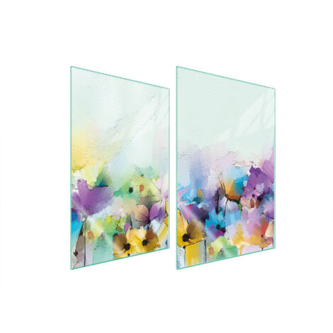 PIASTRA PROTETTIVA IN VETRO PER CUCINA 2x35x52 FIORI