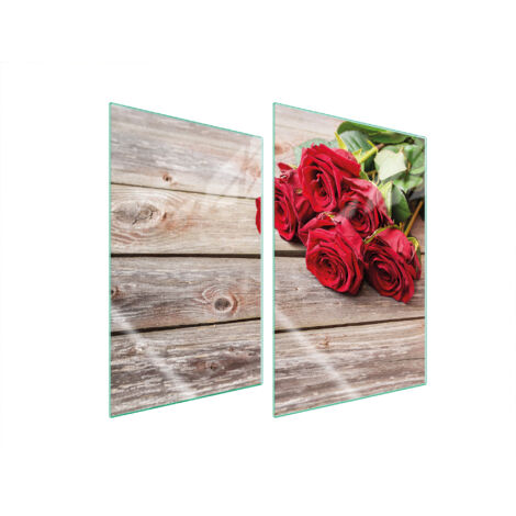 PIASTRA PROTETTIVA IN VETRO PER CUCINA 2x35x52 ROSE