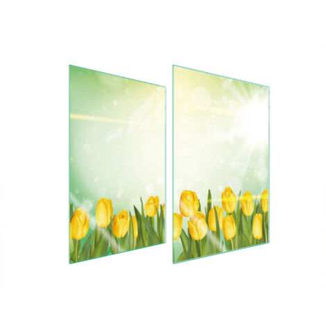 PIASTRA PROTETTIVA IN VETRO PER CUCINA 2x35x52 TULIPANI