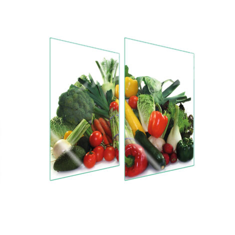 PIASTRA PROTETTIVA IN VETRO PER CUCINA 2x35x52 VERDURE