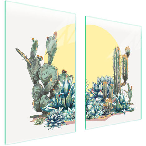 PIASTRA PROTETTIVA IN VETRO PER CUCINA 65x52 CACTUS