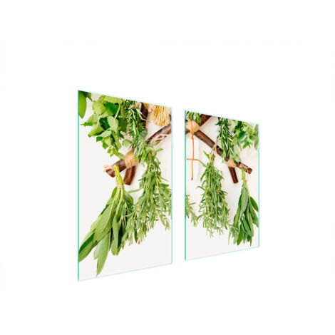 PIASTRA PROTETTIVA IN VETRO PER CUCINA 65x52 ERBE AROMATICHE