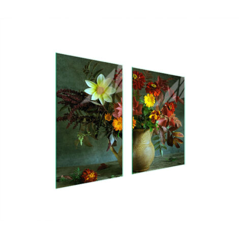 PIASTRA PROTETTIVA IN VETRO PER CUCINA 65x52 FIORI