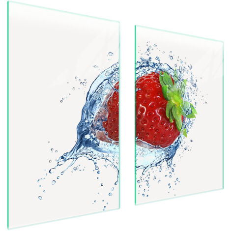 PIASTRA PROTETTIVA IN VETRO PER CUCINA 65x52 FRAGOLA