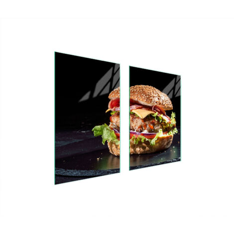 PIASTRA PROTETTIVA IN VETRO PER CUCINA 65x52 HAMBURGER