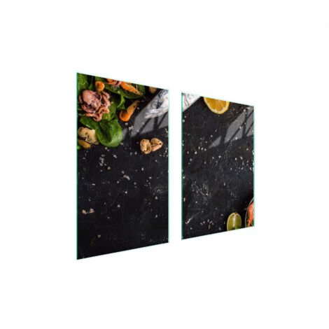 PIASTRA PROTETTIVA IN VETRO PER CUCINA 65x52 PESCE