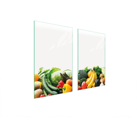 PIASTRA PROTETTIVA IN VETRO PER FORNELLO 75x52 VERDURE