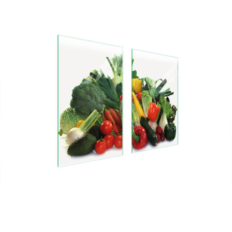 PIASTRA PROTETTIVA IN VETRO PER FORNELLO 75x52 VERDURE
