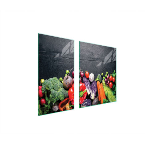 PIASTRA PROTETTIVA IN VETRO PER FORNELLO 90x52 VERDURE