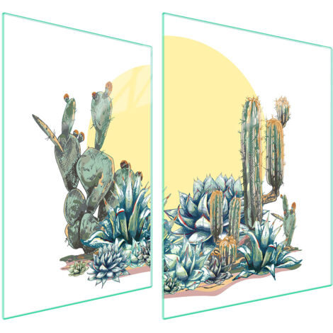 PIASTRA PROTETTIVA IN VETRO PER STUFA 70x52 CACTUS