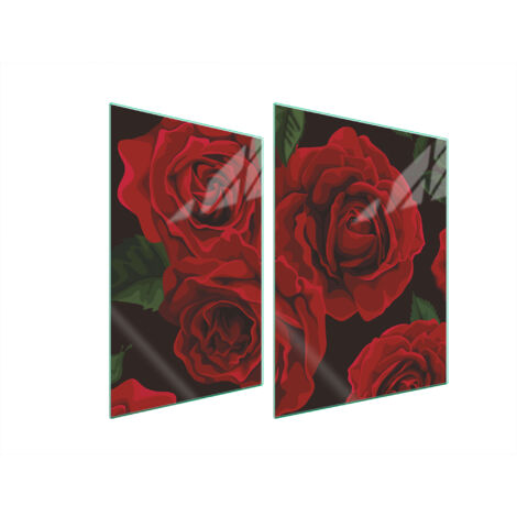 PIASTRA PROTETTIVA IN VETRO PER STUFA 70x52 ROSE