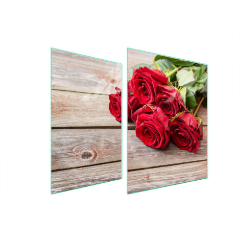 PIASTRA PROTETTIVA IN VETRO PER STUFA 70x52 ROSE