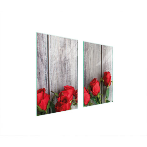 PIASTRA PROTETTIVA IN VETRO PER STUFA 75x52 ROSE