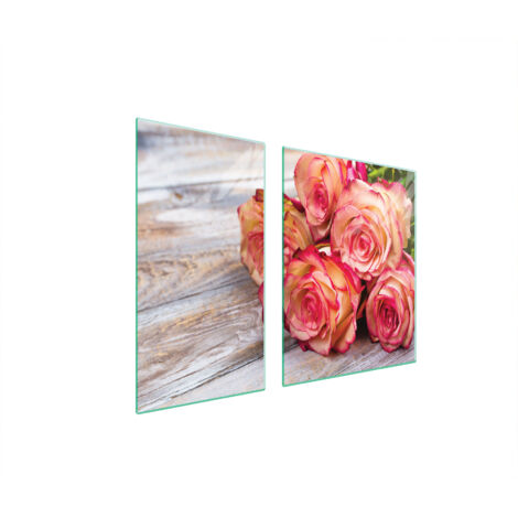 PIASTRA PROTETTIVA IN VETRO PER STUFA 90x52 ROSE