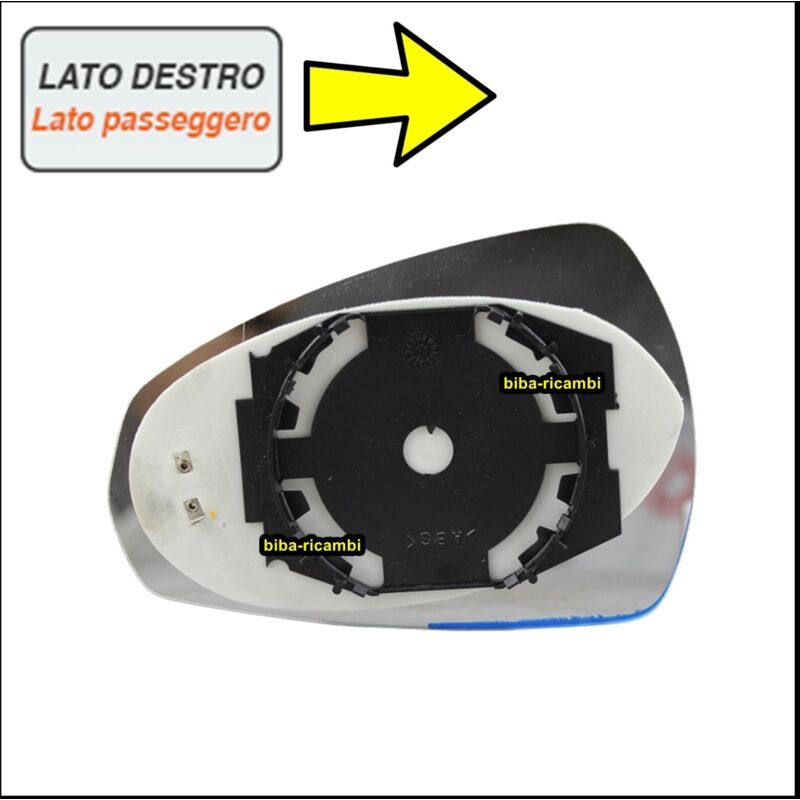 Piastra vetro specchietto termico asferico lato dx-passeggero audi a3 artB-026