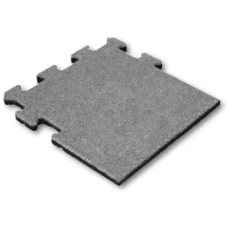 Piastrella di gomma 25 mm - 50 x 50 cm - Grigio - Sistema di puzzle - Pezzo laterale
